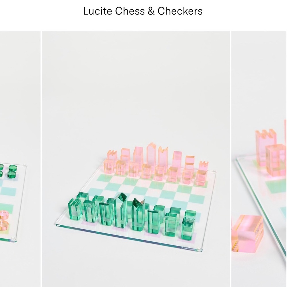 Lucite Chess and Checkers Set